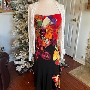 Rare Vintage Cache Strapless Whimsical Fairy Boho‎ Dress